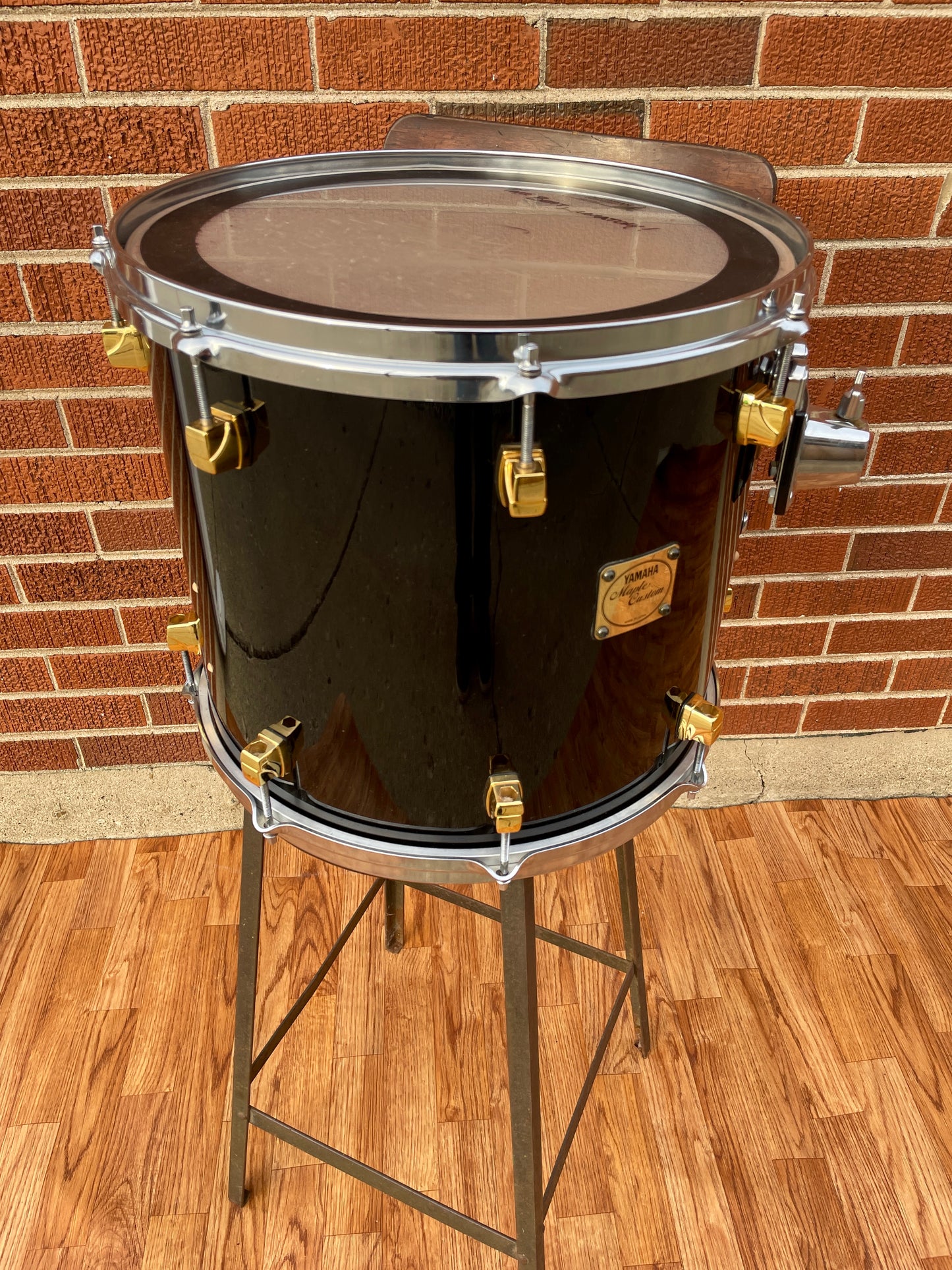 1990s Yamaha 15x13 Maple Custom Floor Tom Single Piano Black 13x15