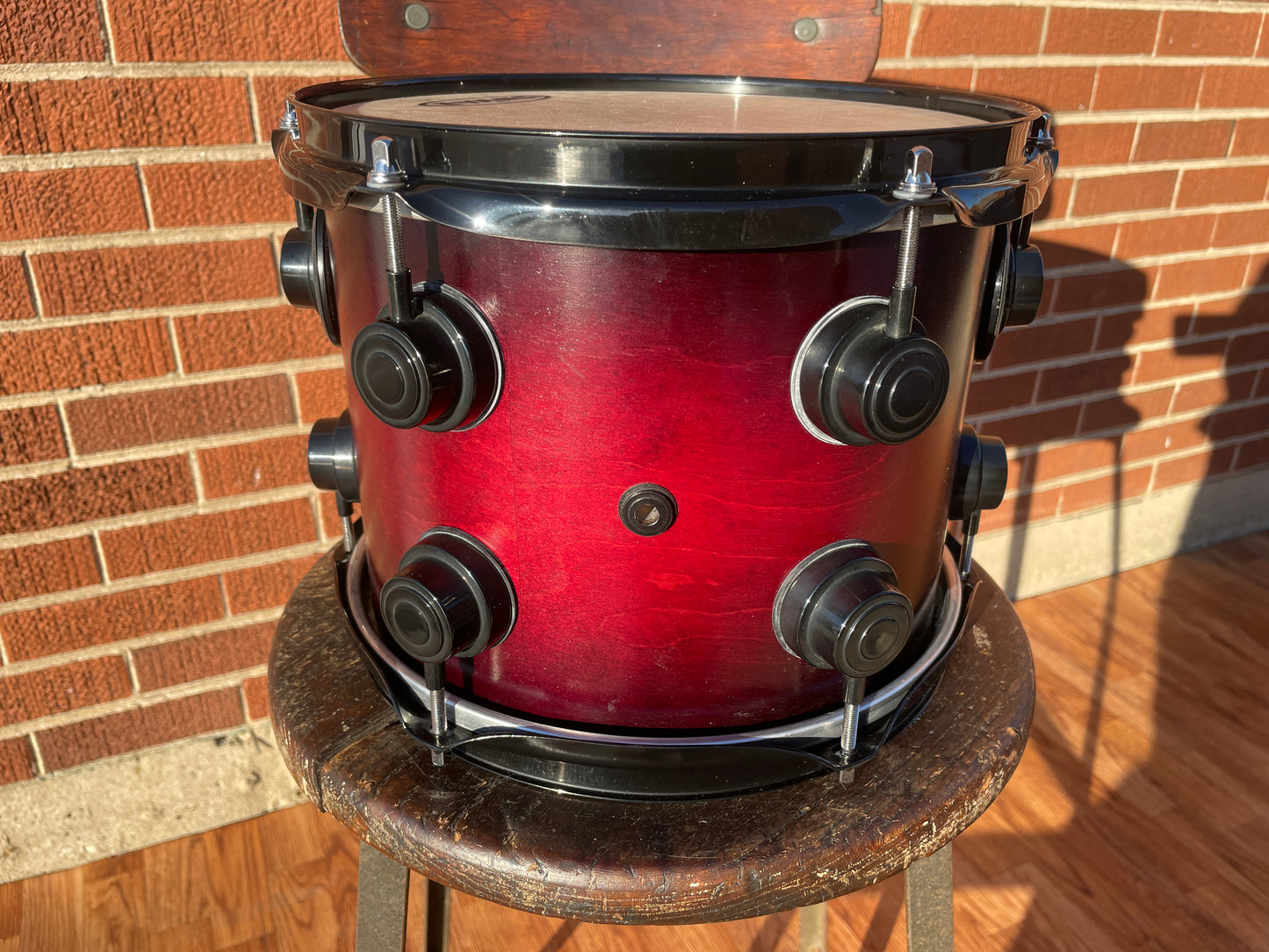 DW Collector's Series 8x10 Tom Drum Single Red-Black Fade Burst Drum Workshop