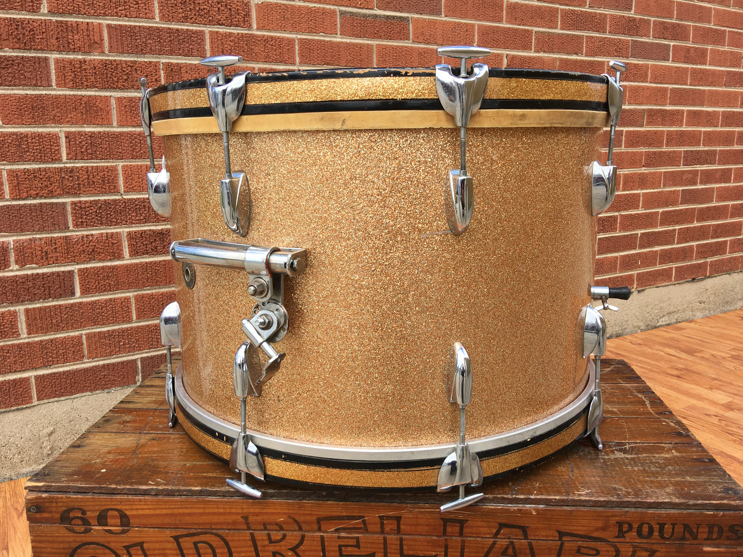 1960s Gretsch Round Badge 14x22 Name Band Champagne Sparkle Bass Drum
