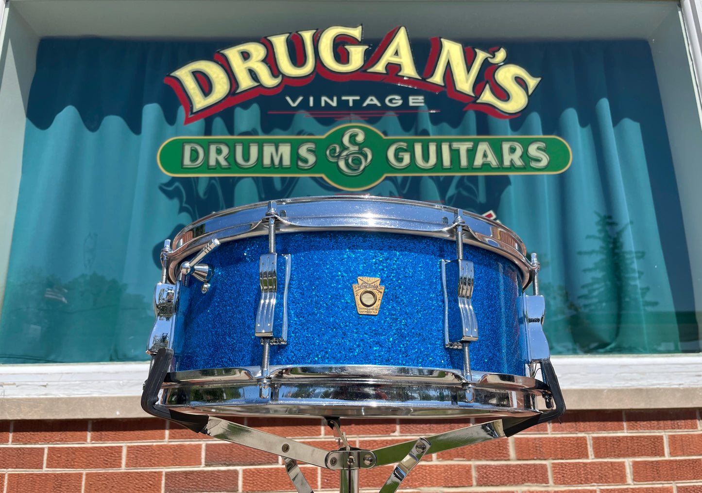1966 Ludwig 5x14 Jazz Festival Snare Drum Blue Sparkle
