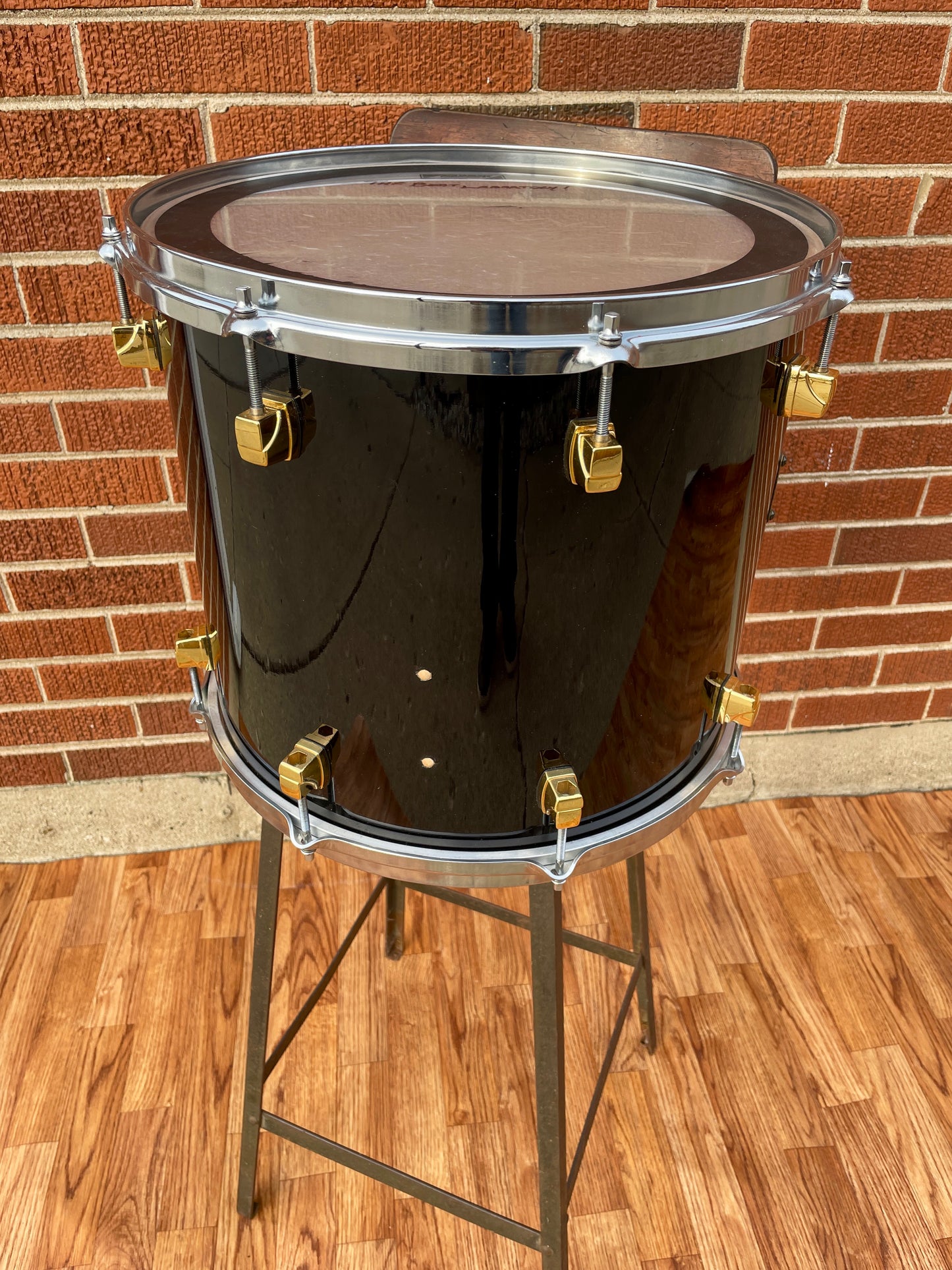 1990s Yamaha 15x13 Maple Custom Floor Tom Single Piano Black 13x15