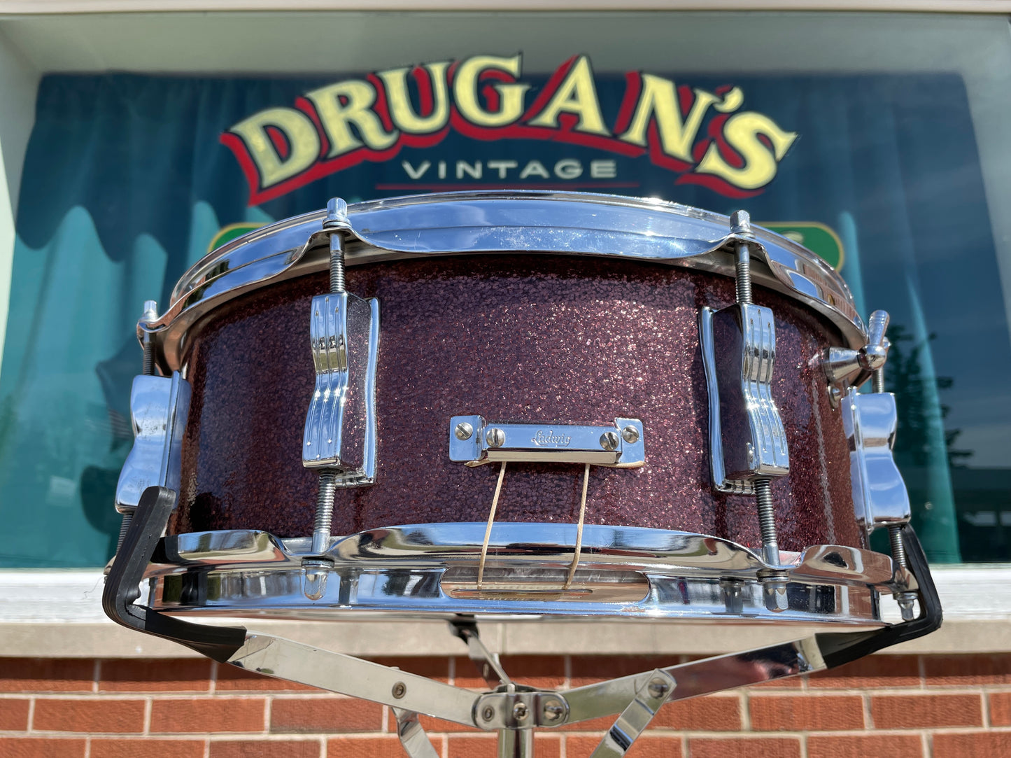 1966 Ludwig 5x14 Jazz Festival Snare Drum Burgundy Sparkle