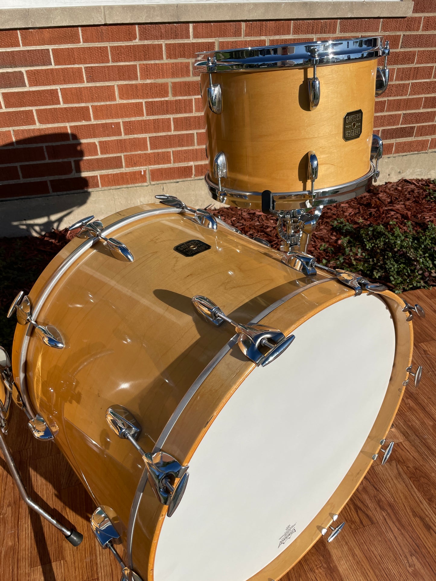 1980s Gretsch Square Badge Drum Set Natural 16x22/9x13/18x18 Jasper Shells