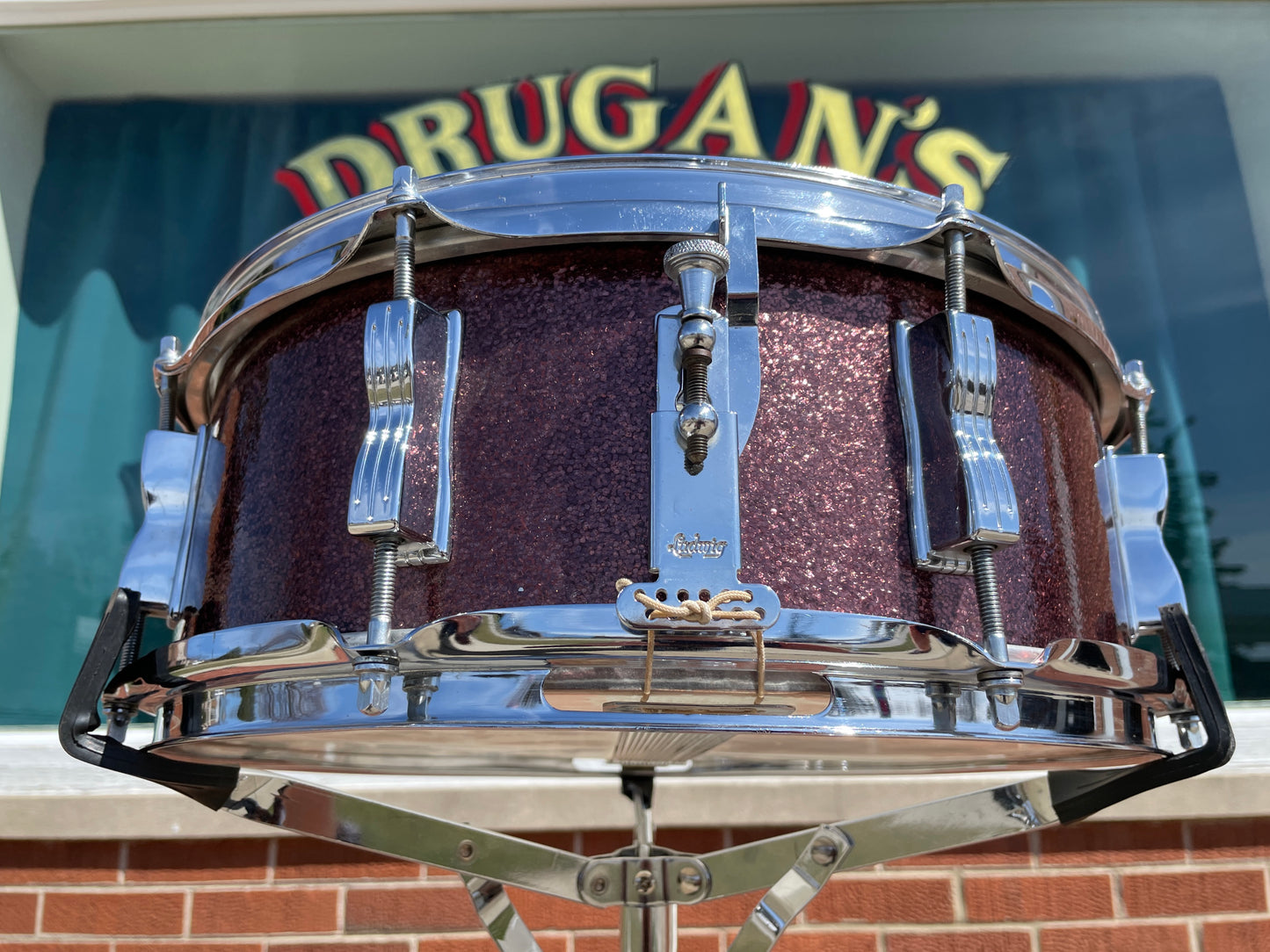 1966 Ludwig 5x14 Jazz Festival Snare Drum Burgundy Sparkle