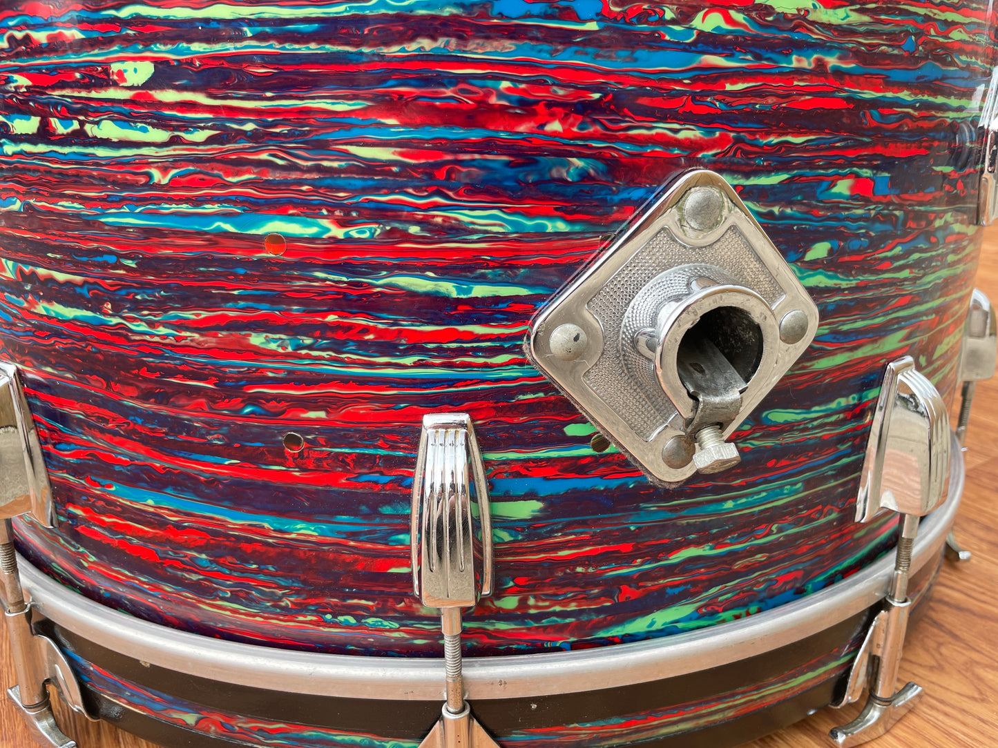 1970s Ludwig 14x22 Bass Drum Psychedelic Red