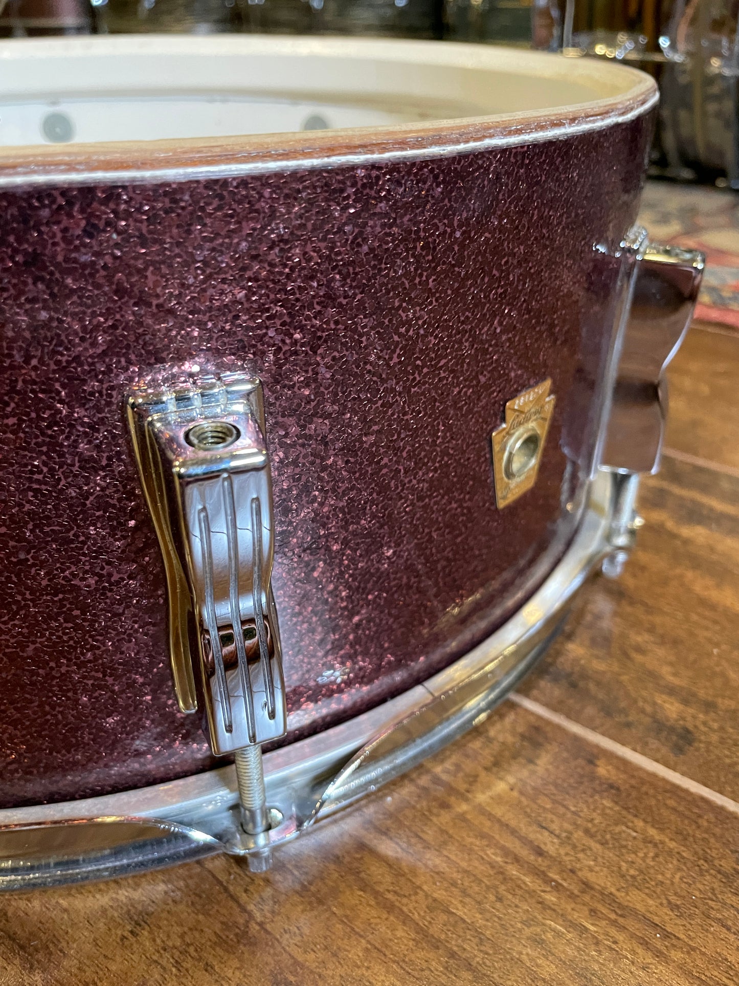 1966 Ludwig 5x14 Jazz Festival Snare Drum Burgundy Sparkle