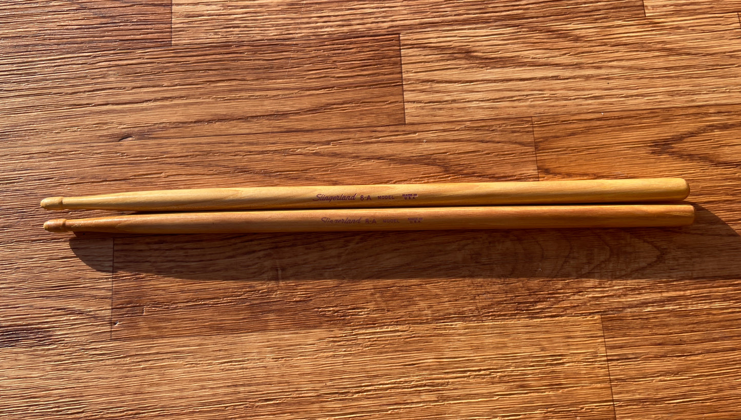 N.O.S. Vintage Slingerland 8A Wood Tip Drum Sticks w/ Original Bag New Old Stock