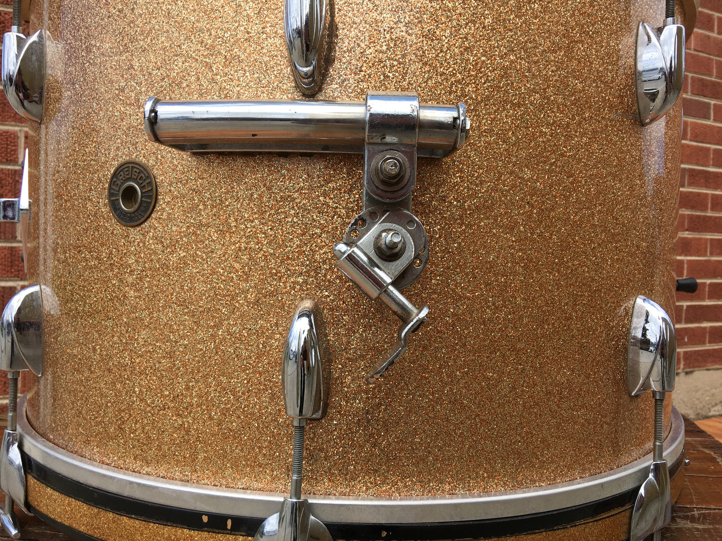 1960s Gretsch Round Badge 14x22 Name Band Champagne Sparkle Bass Drum