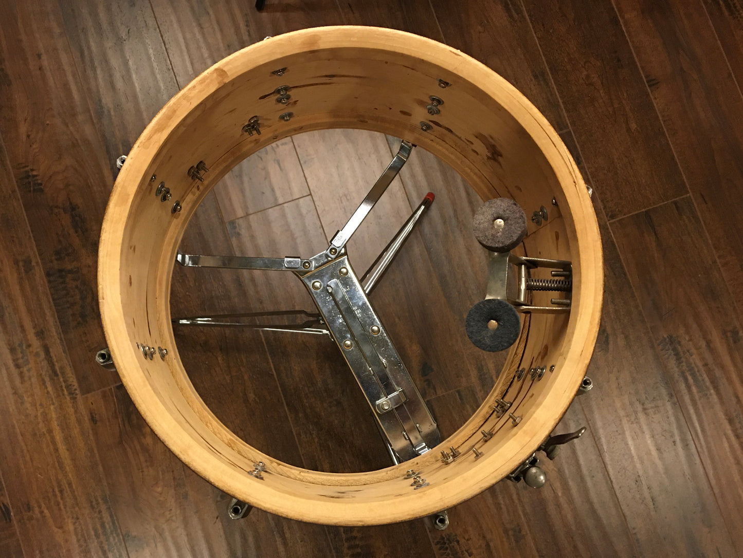 1953-56 Slingerland 7x14 Radio King Solid Shell Hollywood Ace Snare Drum Red Sparkle