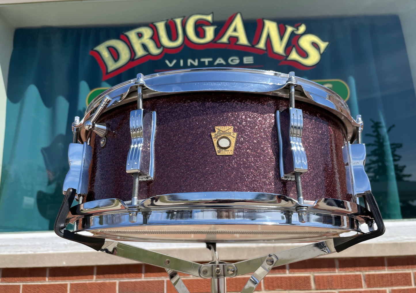 1966 Ludwig 5x14 Jazz Festival Snare Drum Burgundy Sparkle