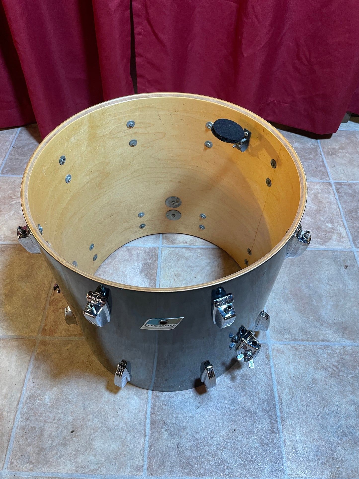 1970s Ludwig 16x16 Floor Tom Black Cortex 6-Ply