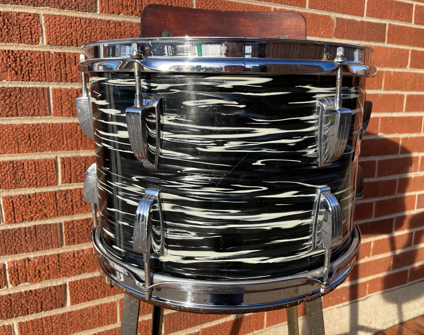 1969-1970 Ludwig 9x13 Tom Drum Single Oyster Black Pearl 1970s