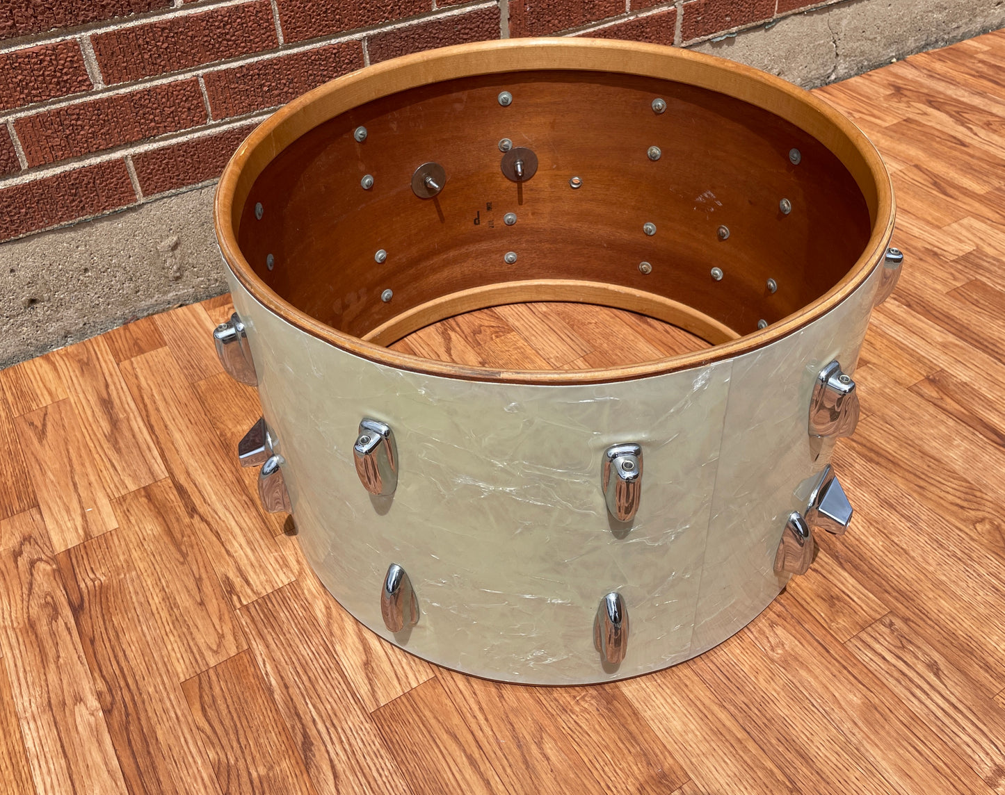 1960s Slingerland 14x22 Bass Drum White Marine Pearl