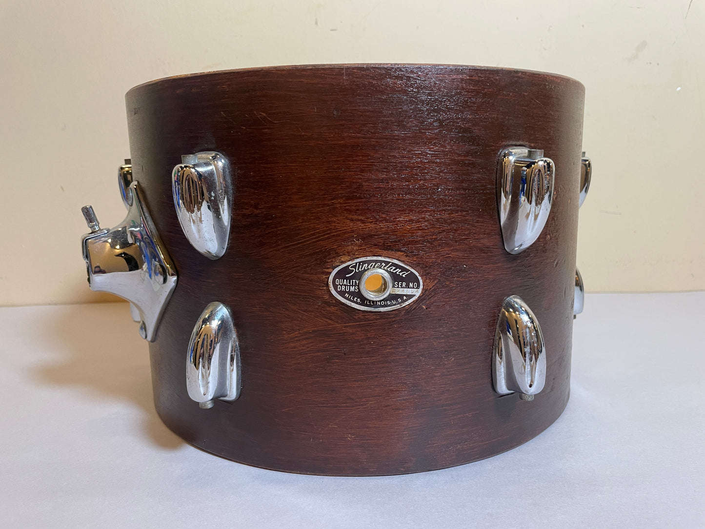 1970s Slingerland 8x12 Tom Drum Shell Brown Stain
