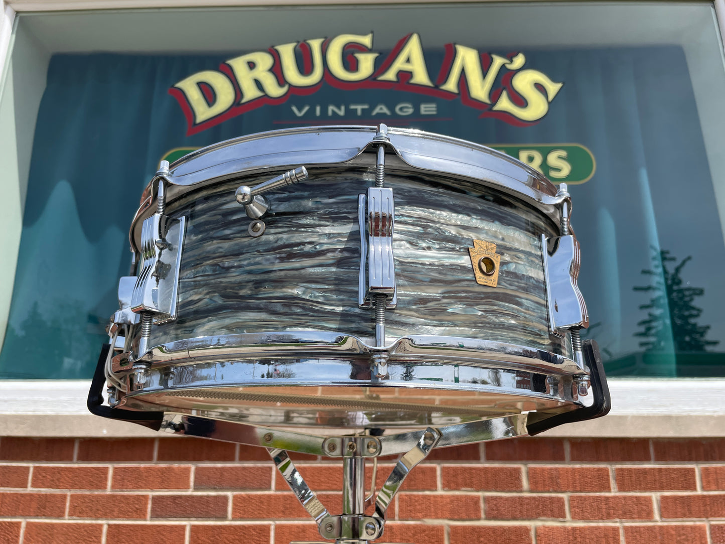 1965 Ludwig 5x14 Jazz Festival Snare Drum Oyster Blue Pearl COB