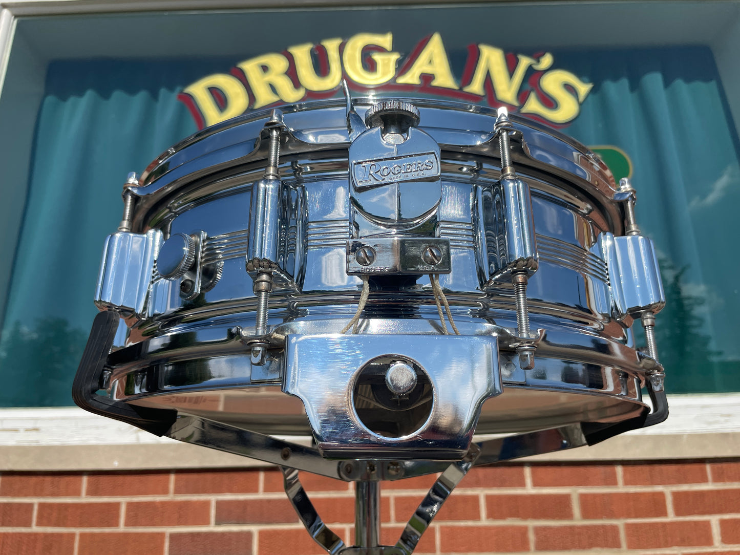 Vintage Rogers 5x14 Dynasonic "Big R" Snare Drum Chrome Over Brass COB Dyna-Sonic