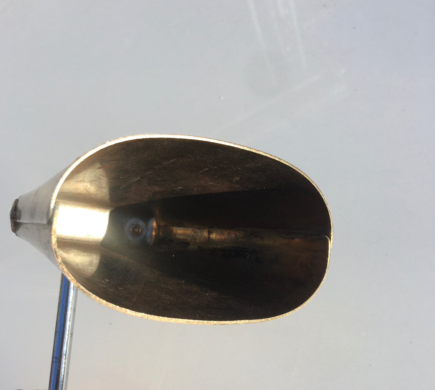 Vintage 1960s Ludwig Script Logo 5" Golden Tone Cow Bell With Hoop Mount