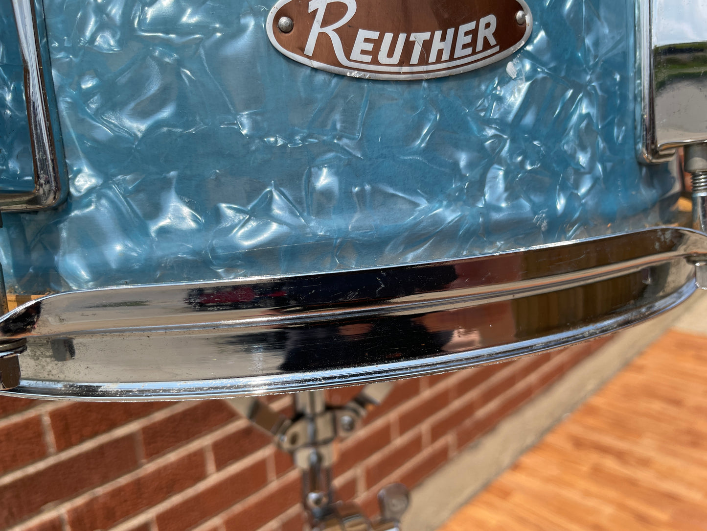 1970s Reuther 5x14 Snare Drum Turquoise Blue Pearl MIJ