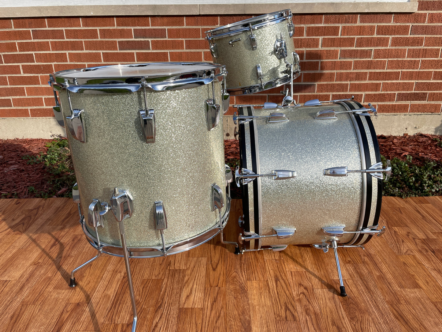 1966 Ludwig Jazzette Silver Sparkle Drum Set 12x18/12/14