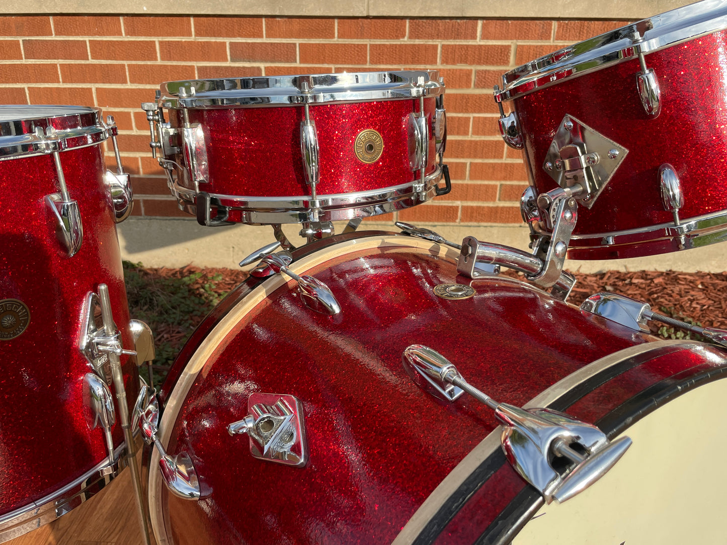 1960s Gretsch Progressive Jazz Drum Set Red Sparkle
