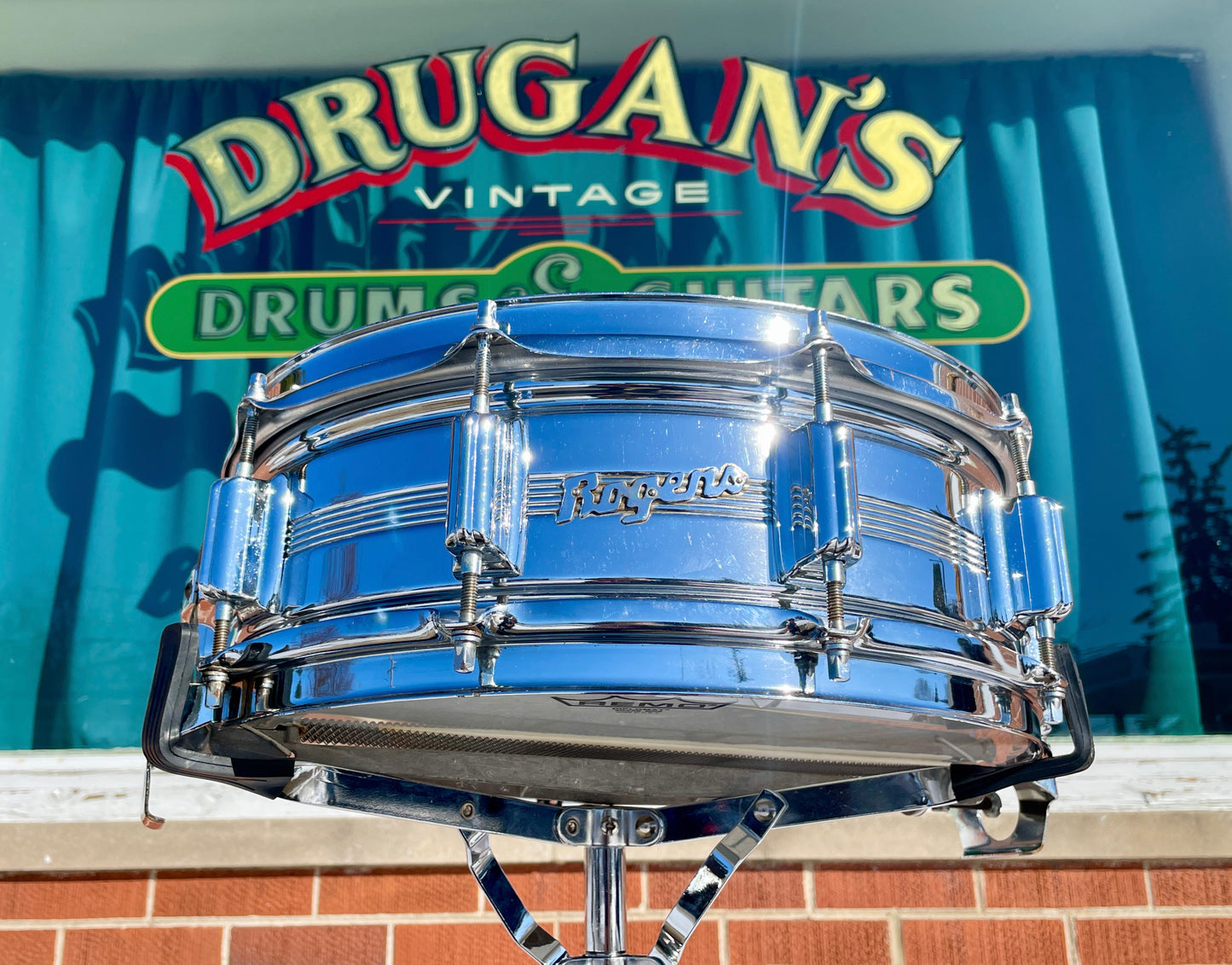 Vintage Rogers 5x14 Dynasonic Snare Drum Chrome Over Brass COB Dyna-Sonic
