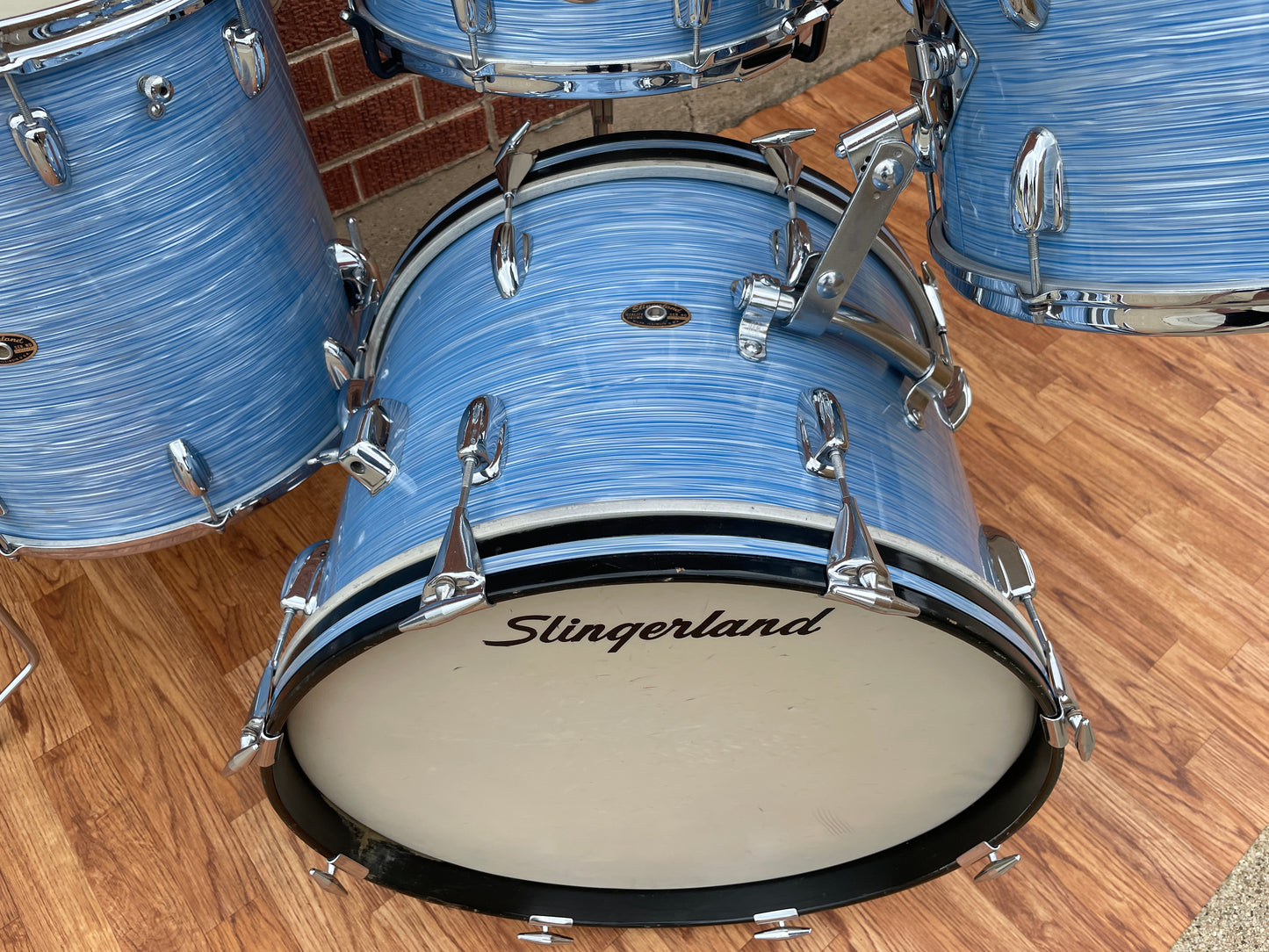 1960s Slingerland Gene Krupa De Luxe Outfit No. 1N Drum Set w/ Artist Snare Blue Ripple Pearl
