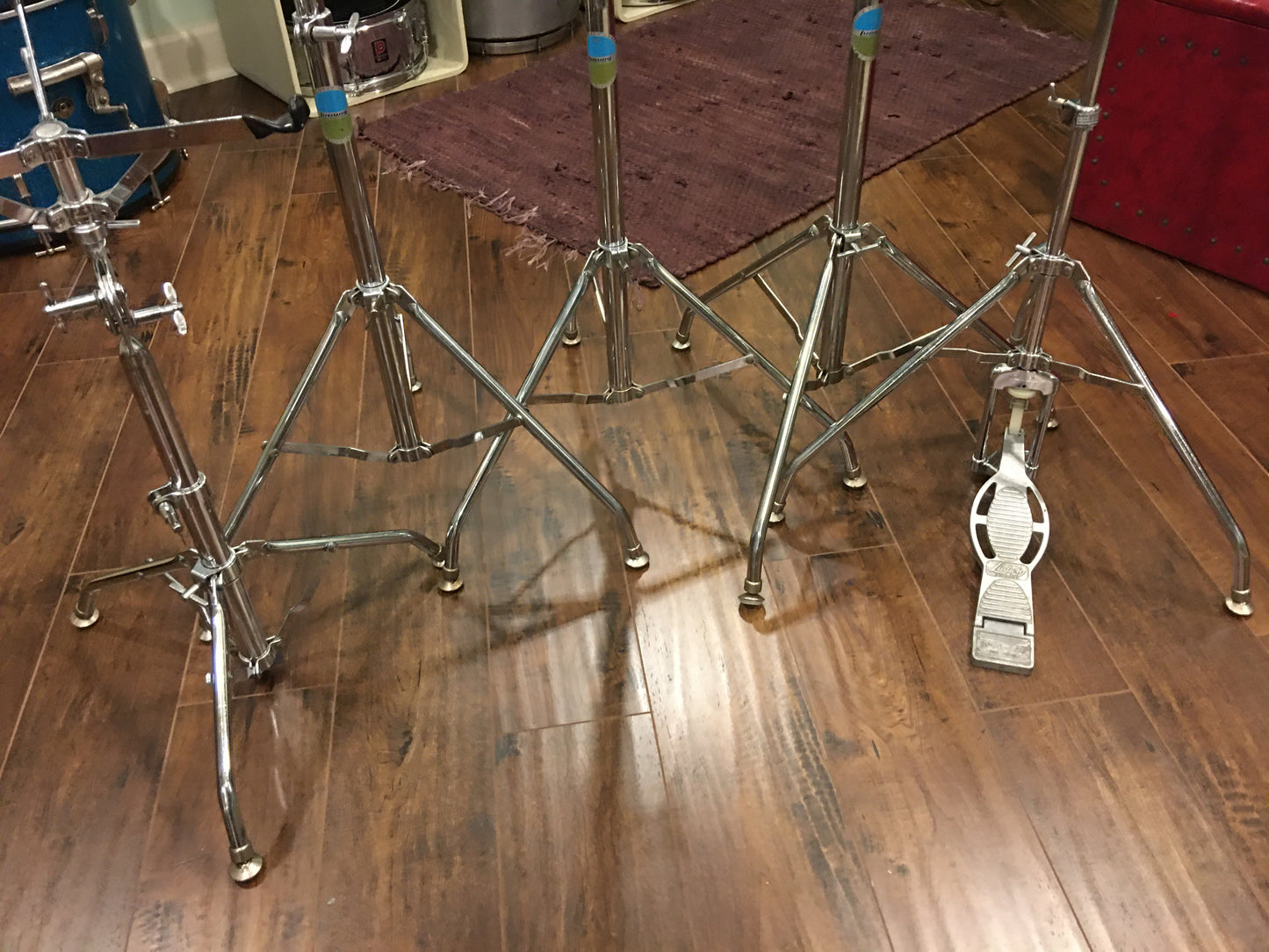 1976 Ludwig Atlas 5 pc. Hardware Package Swivel Feet Hi-Hat/Snare/3 Cymbal Stands