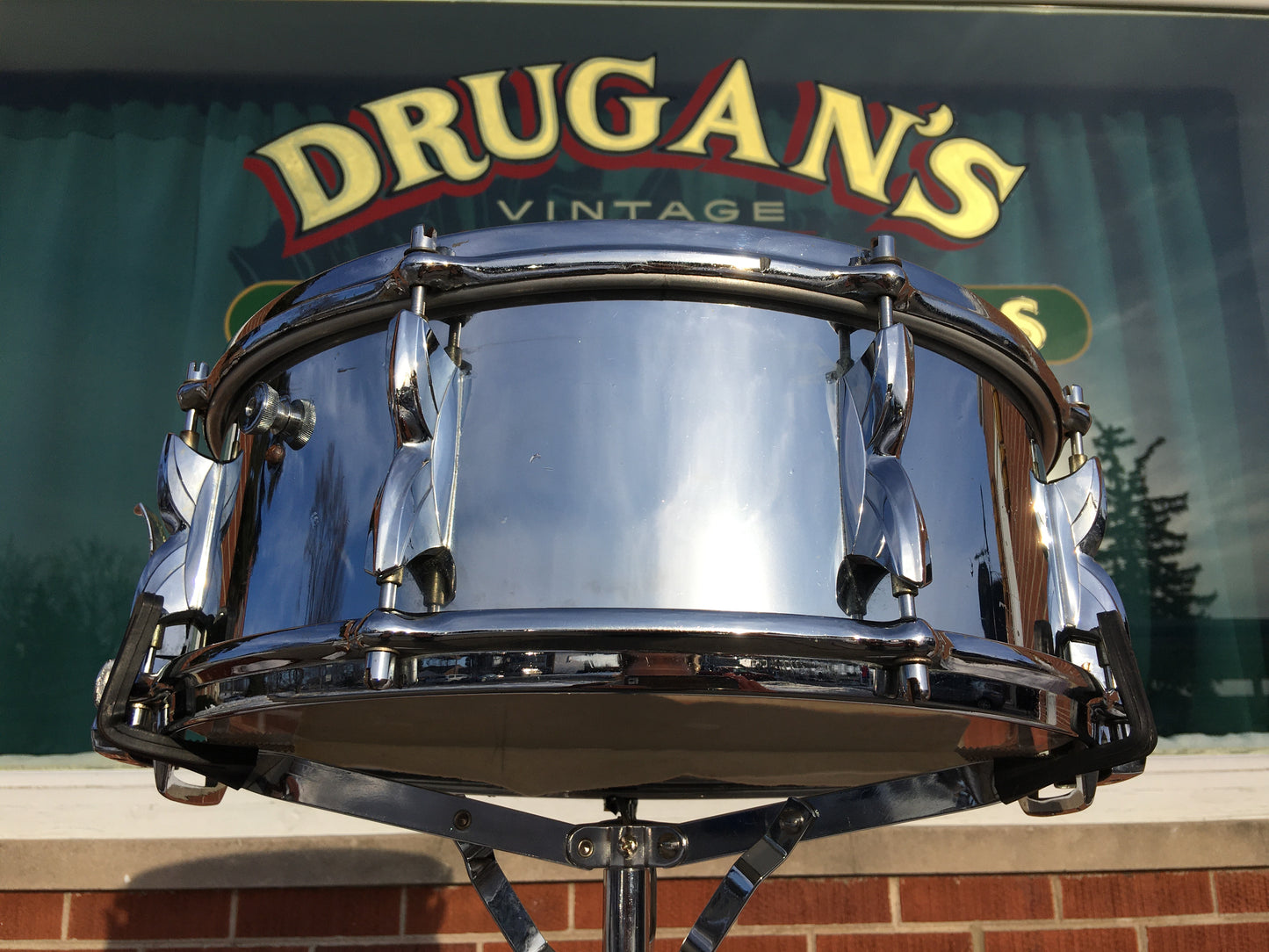 1970s Premier 5.5x14 Model 2000 Snare Drum Chrome Over Aluminum Made in England