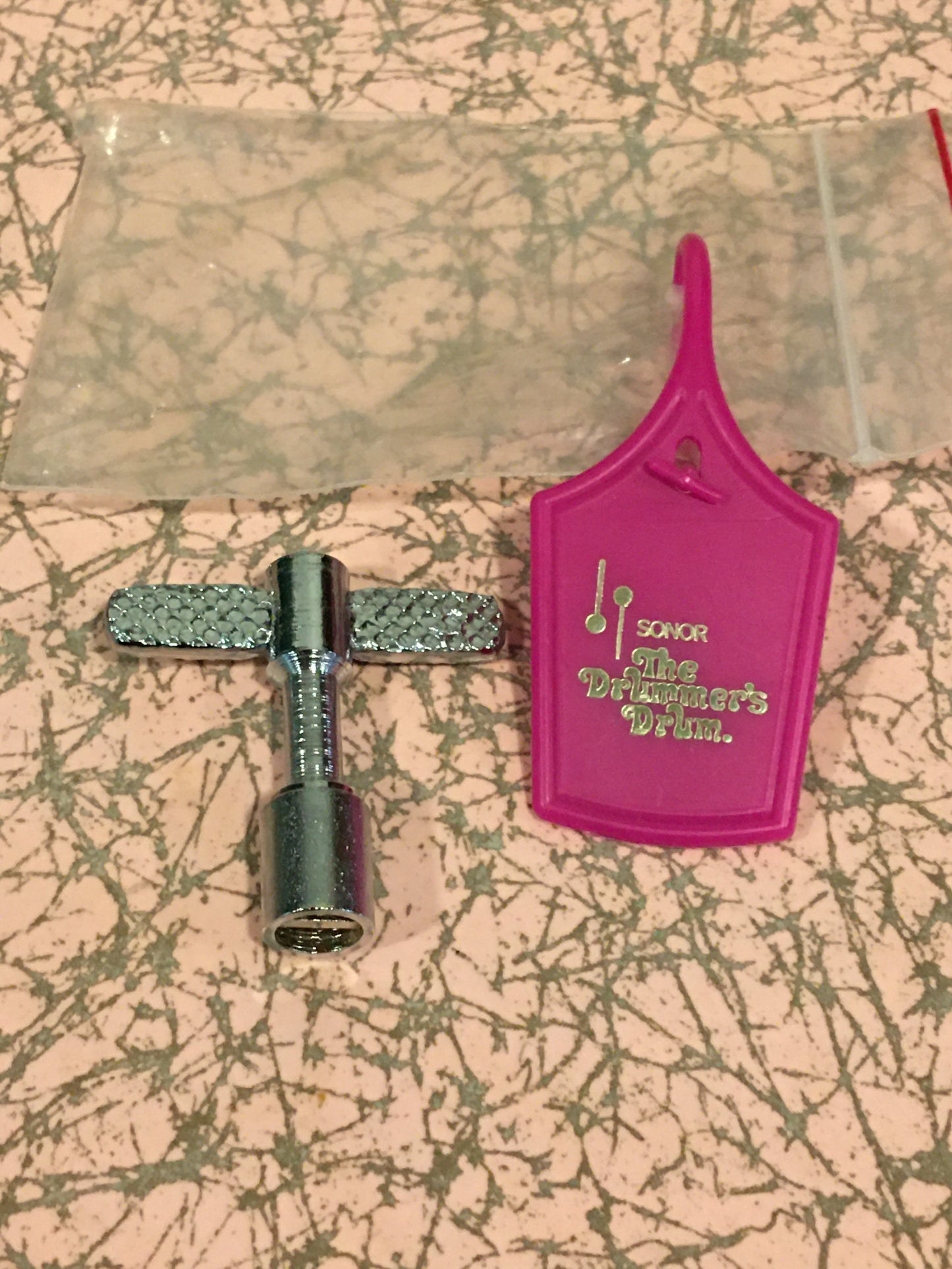 NOS Sonor Slotted Drum Key w/ Original Bag & Tag