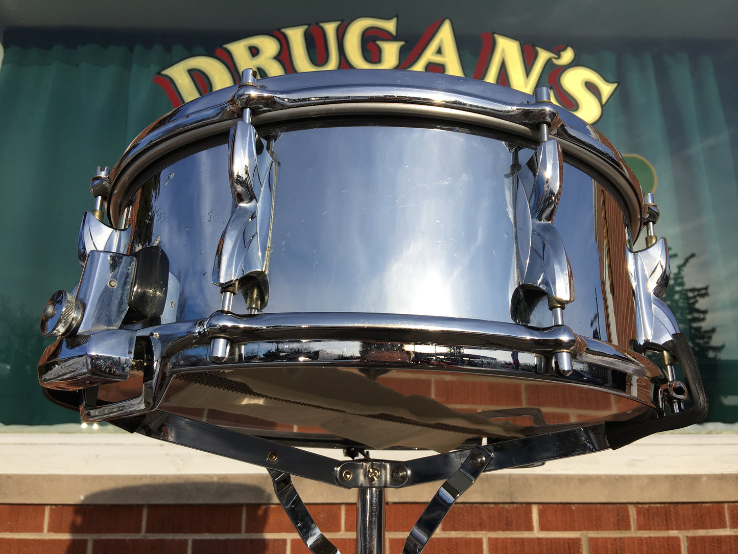 1970s Premier 5.5x14 Model 2000 Snare Drum Chrome Over Aluminum Made in England