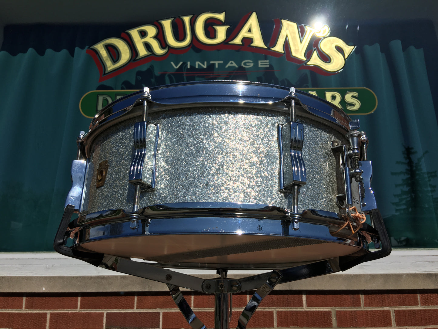 1968 Ludwig 5x14 Jazz Festival 8 Lug Snare Drum Silver Sparkle