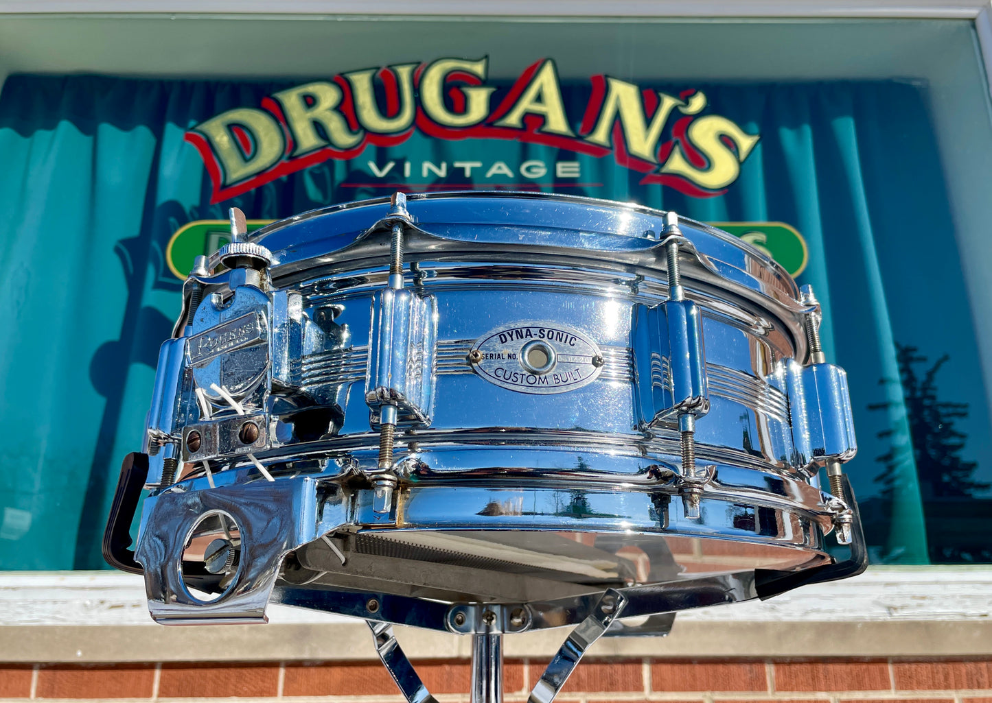 Vintage Rogers 5x14 Dynasonic Snare Drum Chrome Over Brass COB Dyna-Sonic