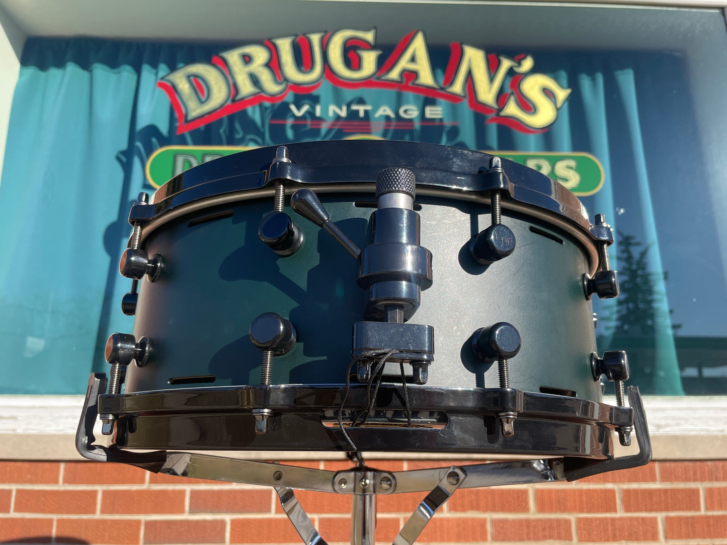 Trick 5x14 RPM Vented Aluminum Snare Drum Green & Black w/ GS007 Throw-Off