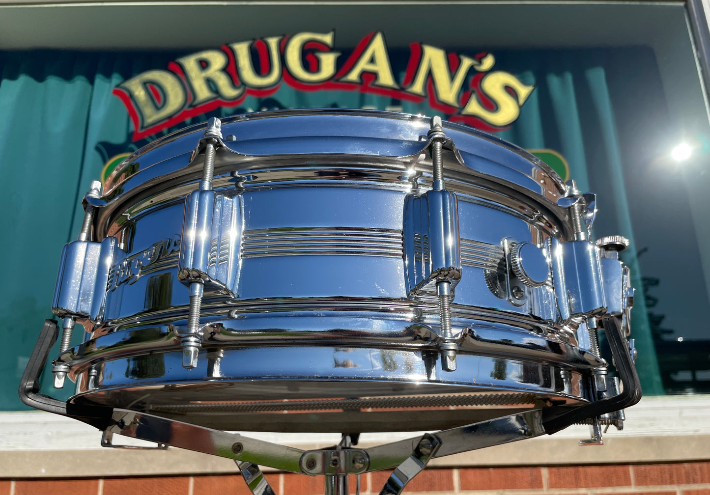 1960s-70s Rogers Dyna-Sonic 5x14 Snare Drum COB Chrome Over Brass