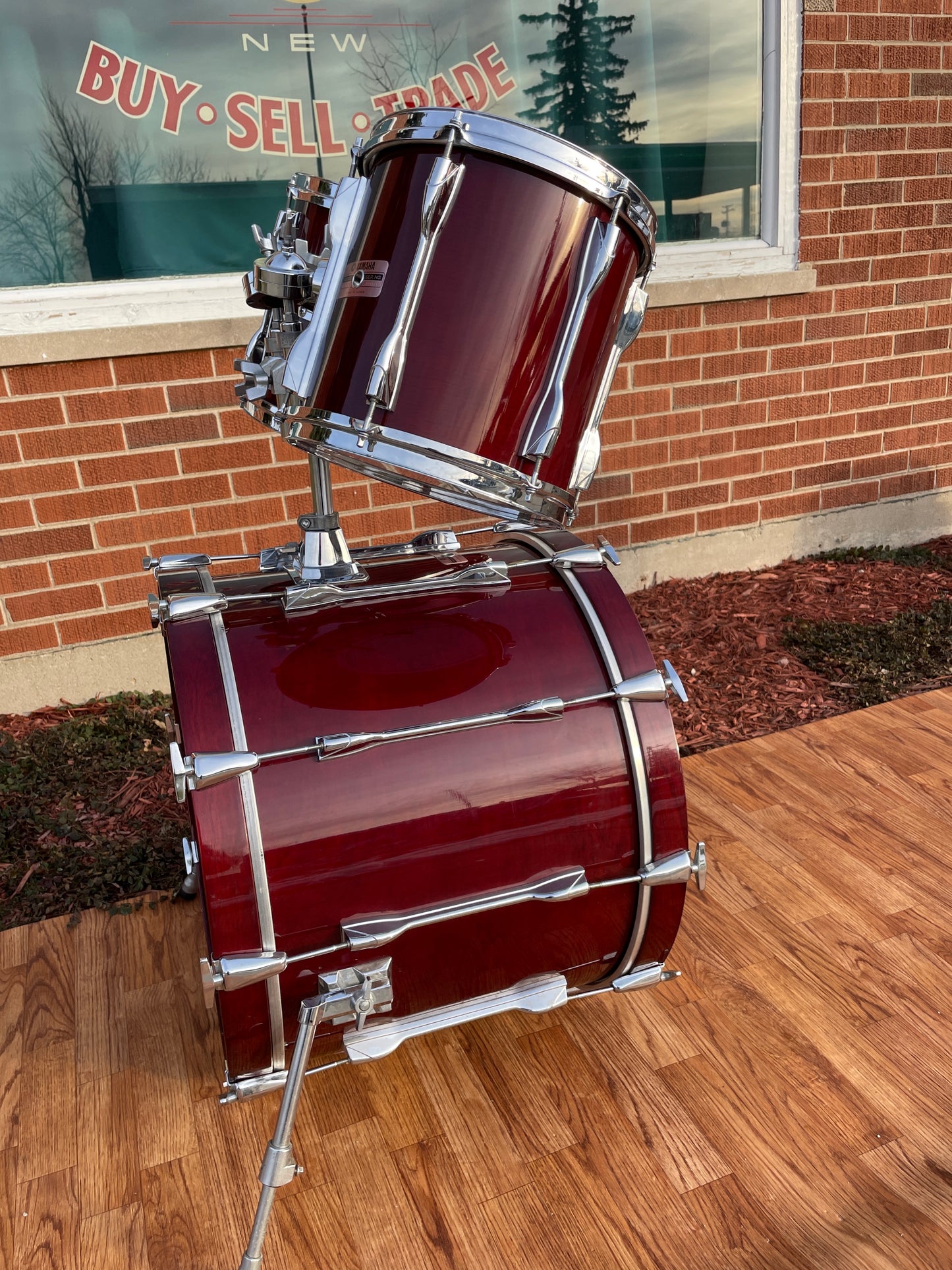 Vintage 1980s Yamaha Recording Custom Drum Set MIJ Red Cherry Wood CLEAN!