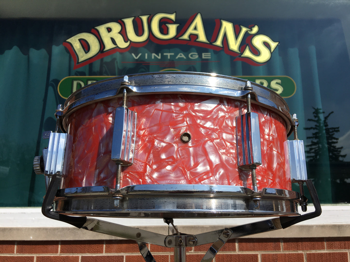 1960s Pearl 5.5x14 8 Lug Sun Set (Rose Pearl) Snare Drum