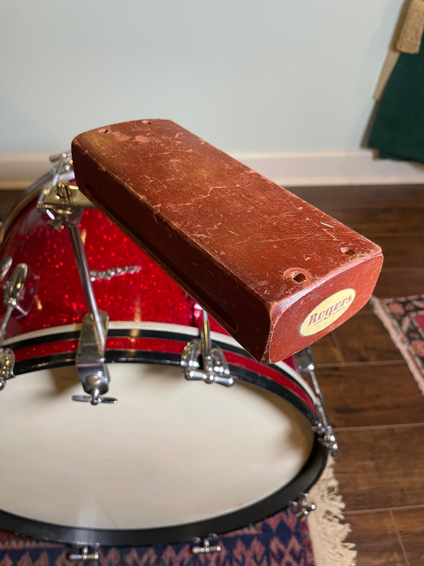 1960s Rogers Wood Block & Bass Drum Hoop Mount Holder