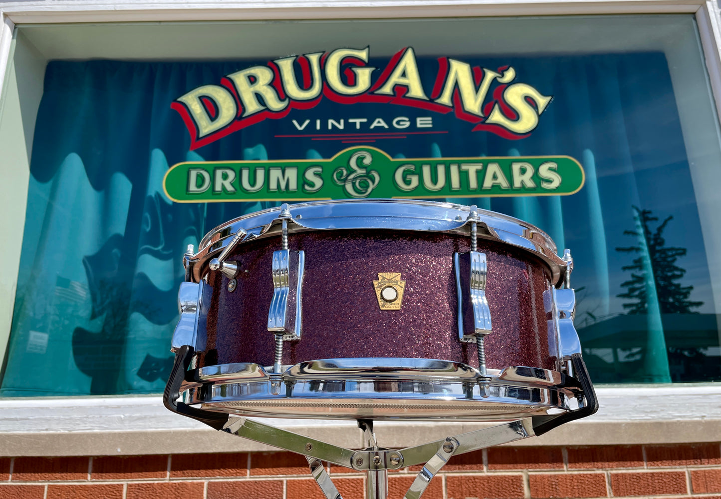 1966 Ludwig 5x14 Jazz Festival Snare Drum Burgundy Sparkle