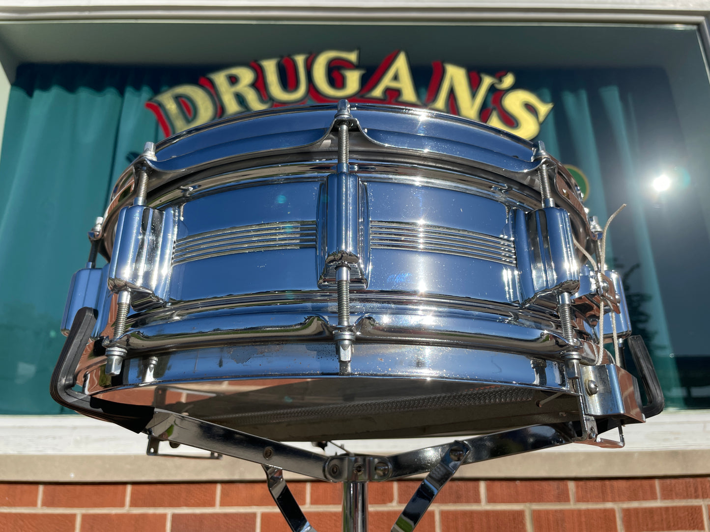 1960s-70s Rogers Dyna-Sonic 5x14 Snare Drum COB Chrome Over Brass