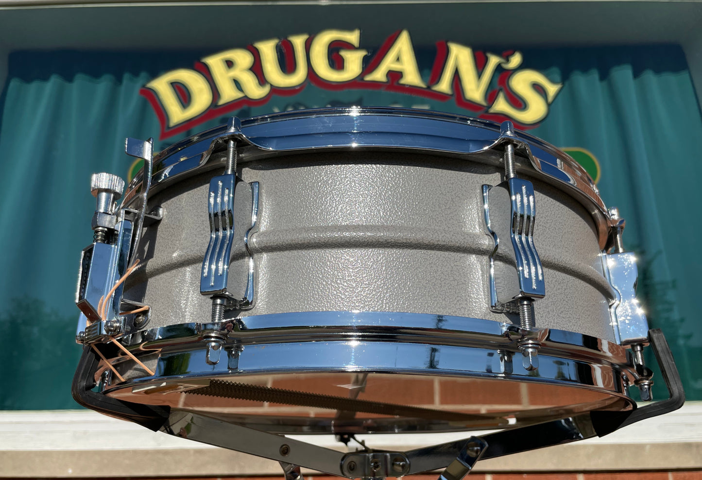 1970s/Early 1980s Ludwig 5x14 Rare Textured Gray Powder Coated Acrolite Snare Drum