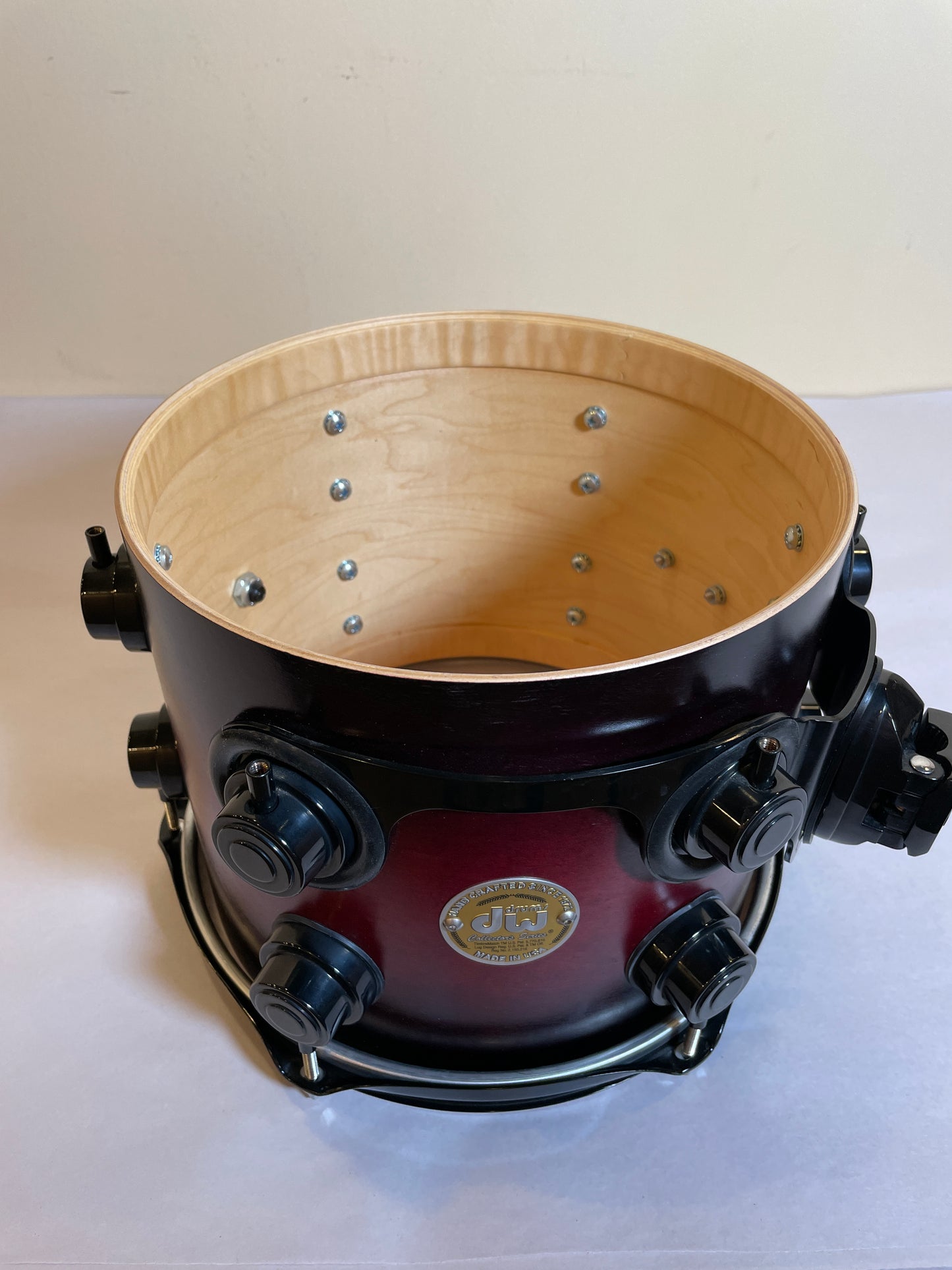 DW Collector's Series 8x10 Tom Drum Single Red-Black Fade Burst Drum Workshop