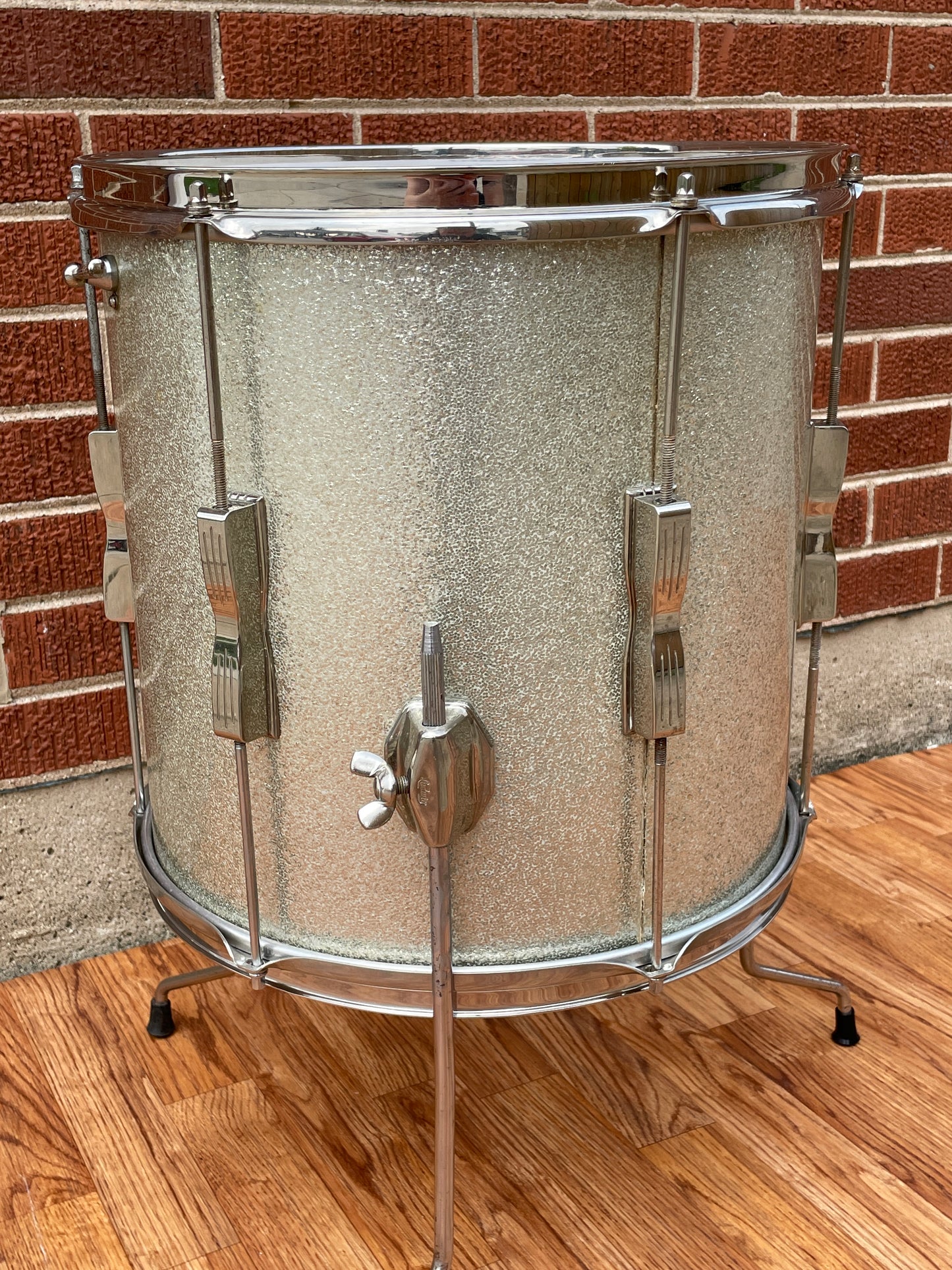 1960s Ludwig 14x14 Club Date Floor Tom Drum Silver Sparkle