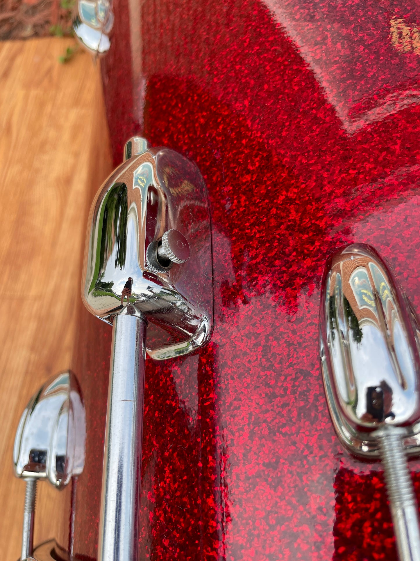 1963 Slingerland Modern Solo Outfit 2R Drum Set Red Glass Glitter Sparkle