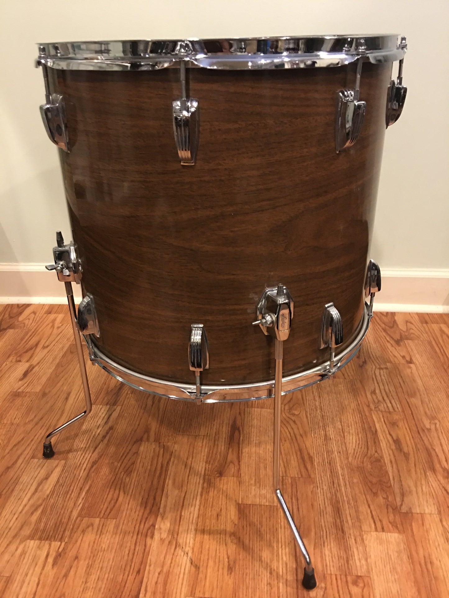 1970s Ludwig 16x18 3 Ply Single Floor Tom Drum Walnut Cortex