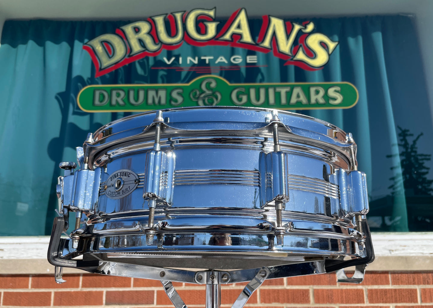 Vintage Rogers 5x14 Dynasonic Snare Drum Chrome Over Brass COB Dyna-Sonic