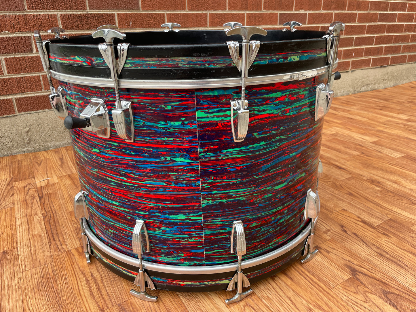 1970s Ludwig 14x22 Bass Drum Psychedelic Red