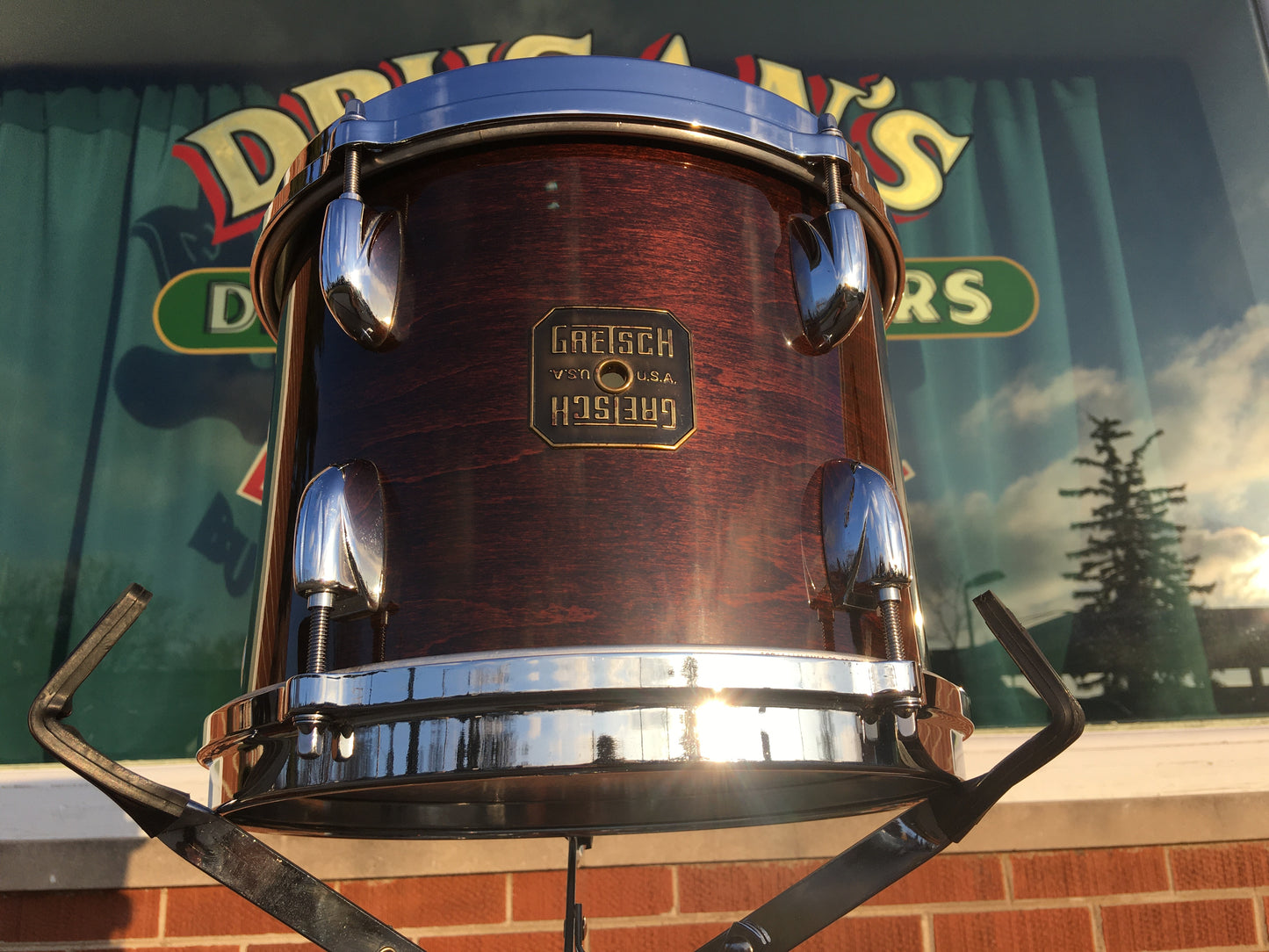 1982 Gretsch Square Badge 8x10 Virgin Tom Drum - Walnut Lacquer