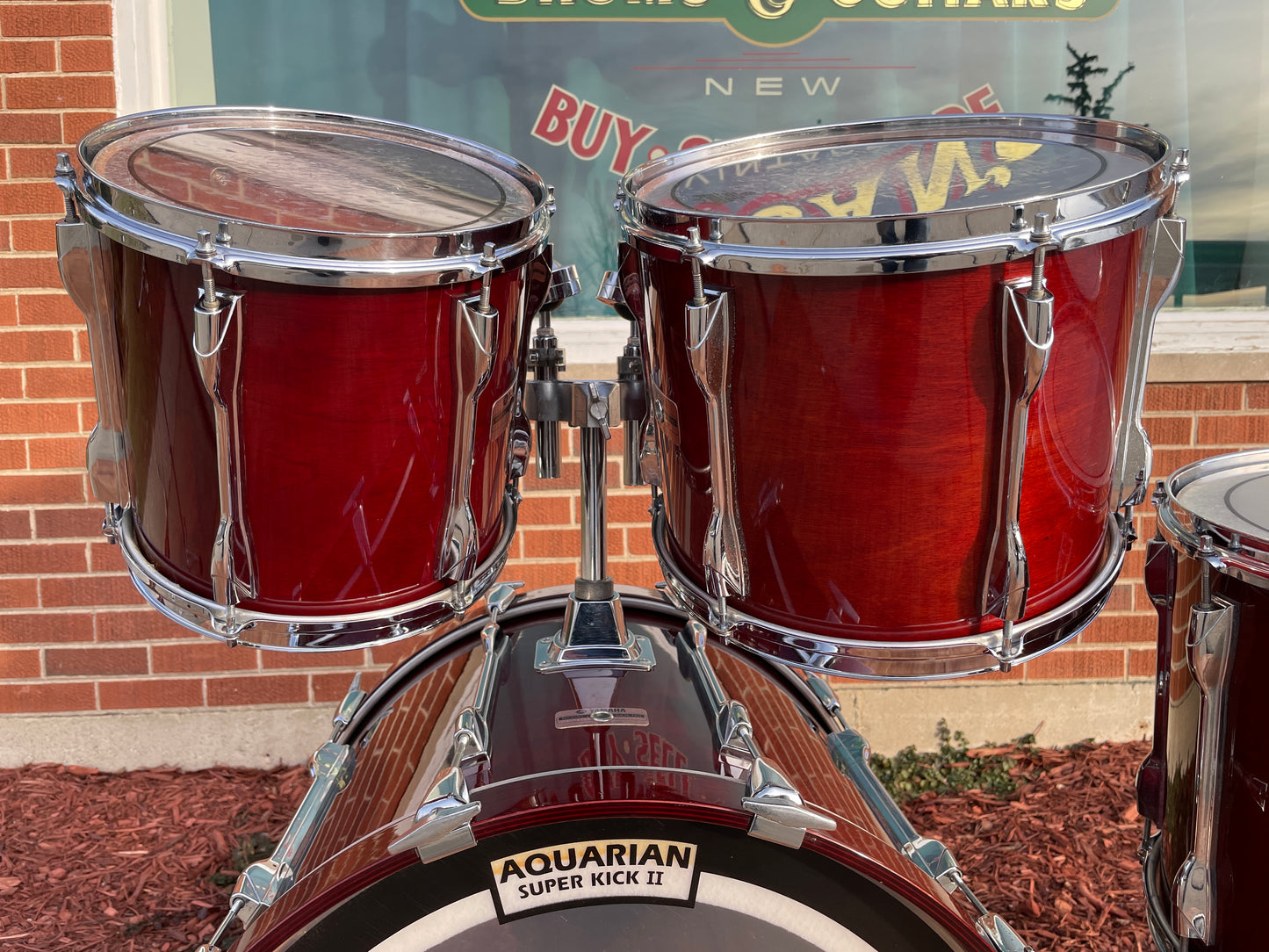 Vintage 1980s Yamaha Recording Custom Drum Set MIJ Red Cherry Wood CLEAN!