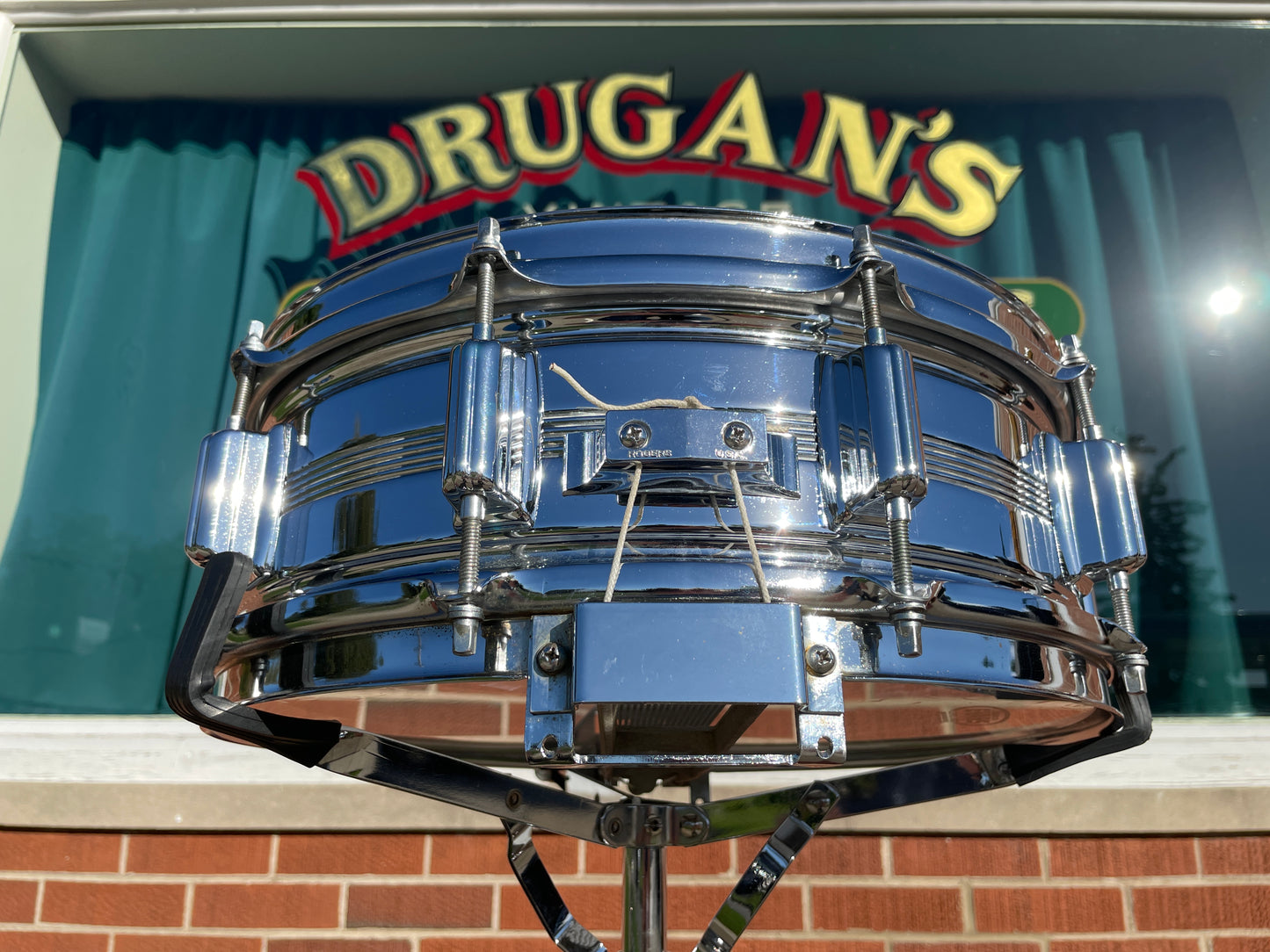 1960s-70s Rogers Dyna-Sonic 5x14 Snare Drum COB Chrome Over Brass