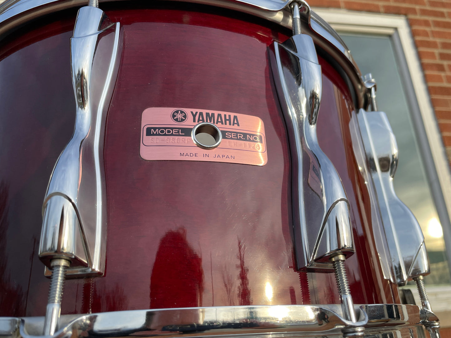 Vintage 1985 Yamaha SD-980RP 8x14 Recording Custom Snare Drum Cherry Wood Red